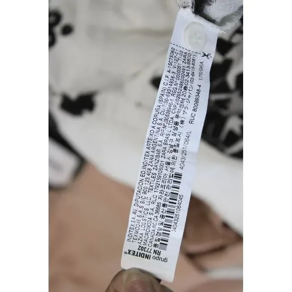 Zara Womens Black Floral Collared Button-Up Short Sleeve Top Size L - Picture 6 of 6